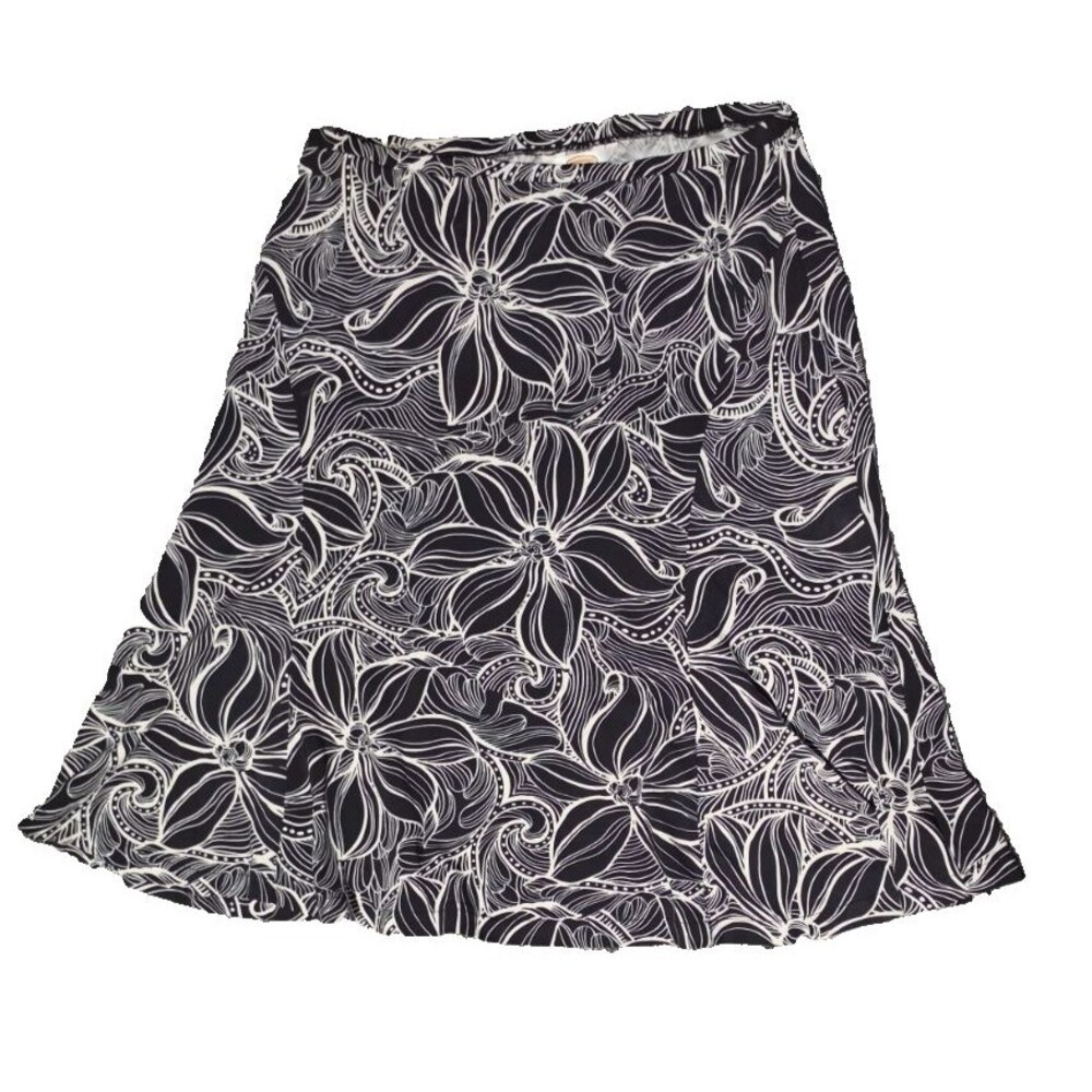 Talbots Petites Black White Skirt Stretch Size Petite Large LP PL